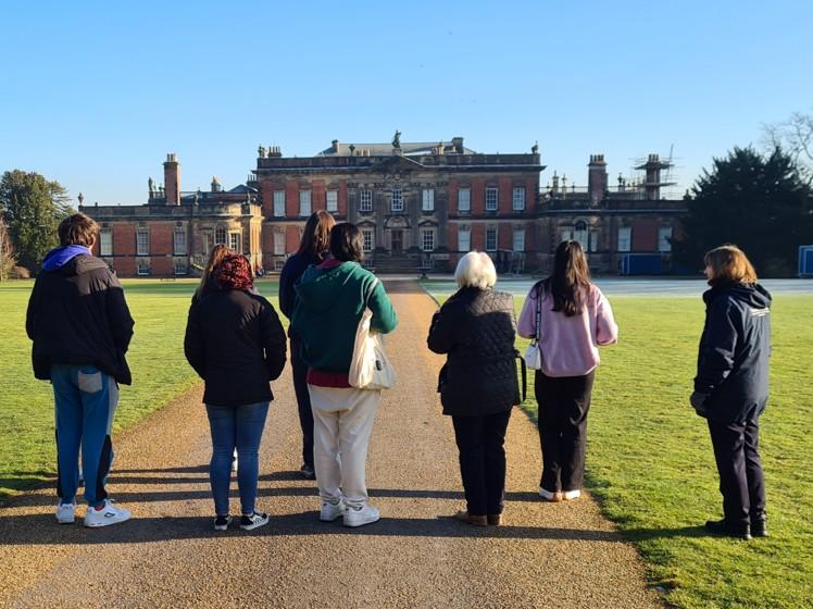 People facing Wentworth Woodhouse.