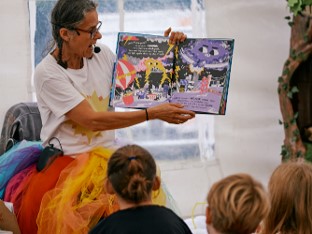 Children gather for a story.