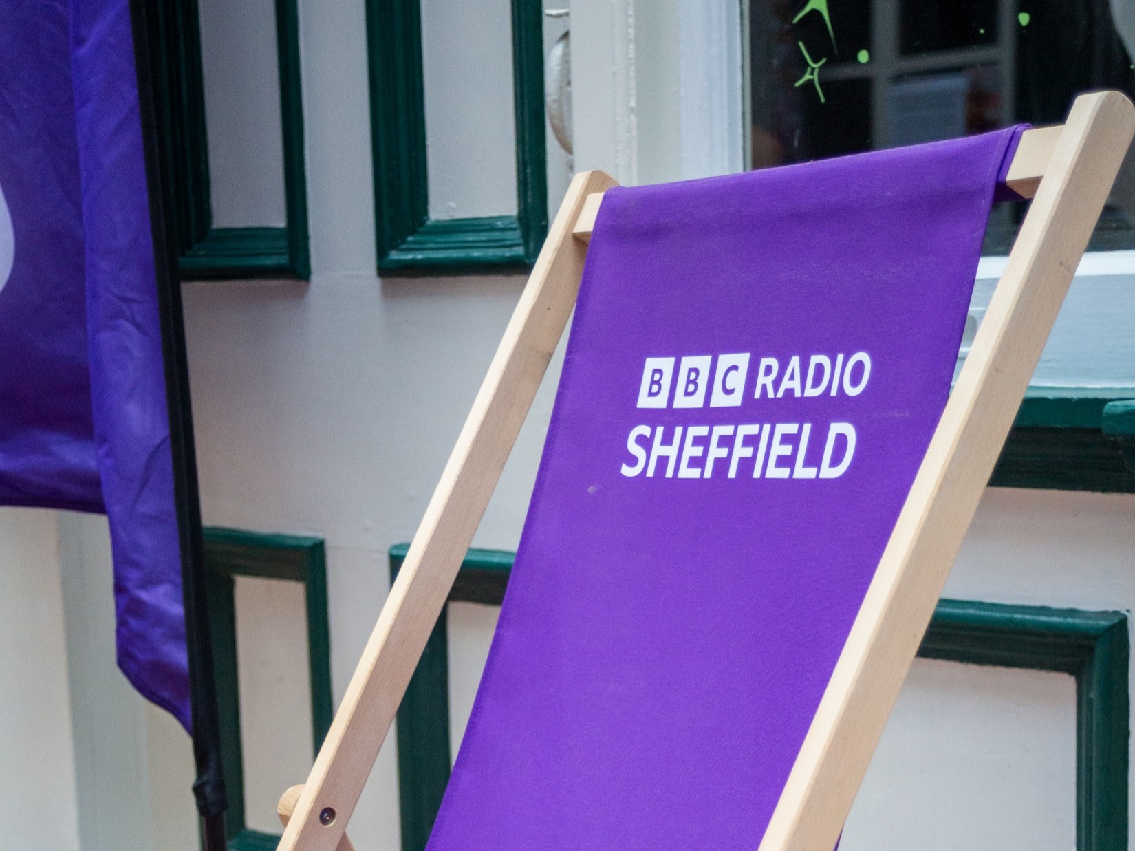A purple deckchair with a BBC Radio logo