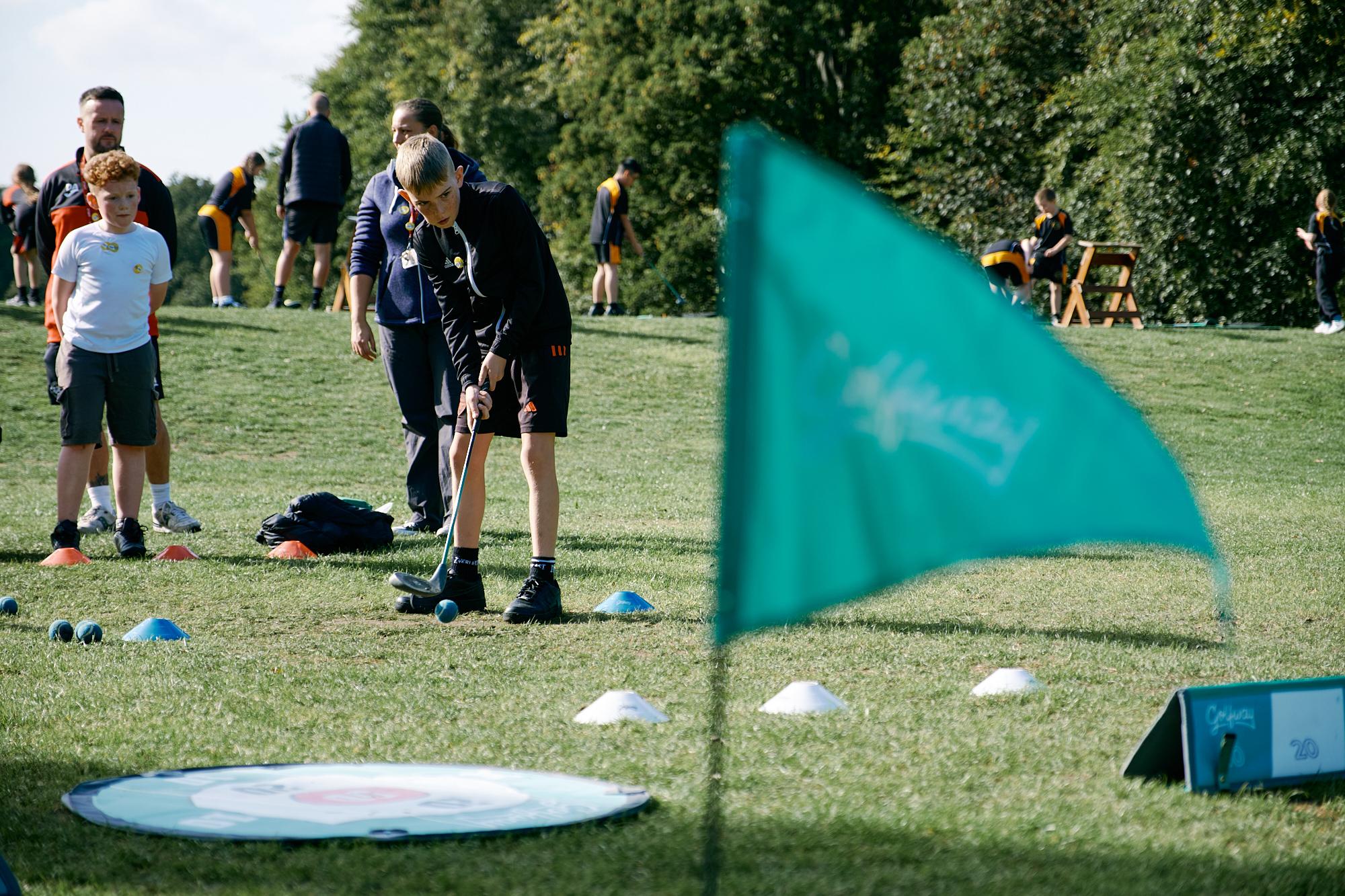 Children playing golf